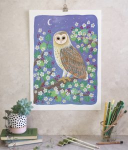 Owl illustration print
