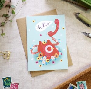 Hello retro telephone greeting card